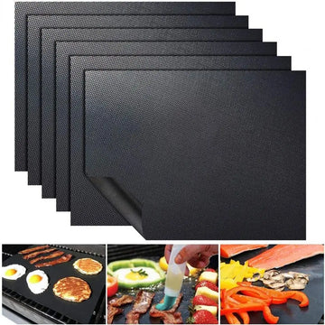 BBQ Grill Mat 40x33cm – Non-Stick Heat Resistant Reusable Mat for Outdoor Baking & Barbecue Party Accessories