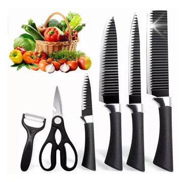 6 Piece Knife Set with Scissors and Vegetable Peeler