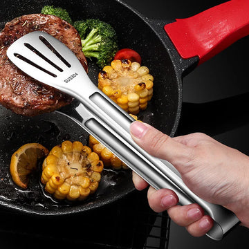 Stainless Steel Food & BBQ Tongs – Long Cooking Utensil for Meat, Salad, Steak & Food Serving