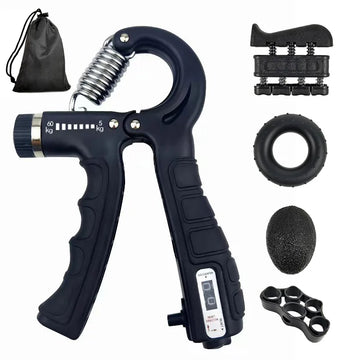 Complete Adjustable Hand Strengthener Kit 5-60kg with Counter - Strength Trainer for Wrist, Forearm and Hands, Ideal for Muscle Gain
