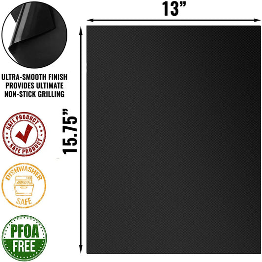 BBQ Grill Mat 40x33cm – Non-Stick Heat Resistant Reusable Mat for Outdoor Baking & Barbecue Party Accessories