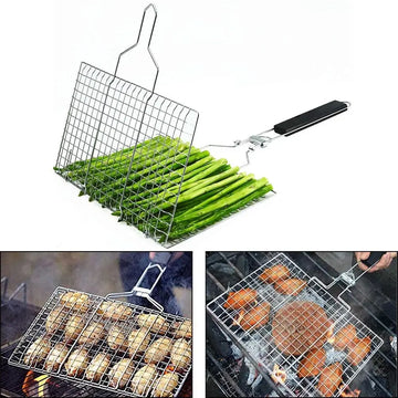Stainless Steel BBQ Mesh Basket – Non-Stick Grill Mat for Meat, Vegetables & Steak, Perfect for Picnic & Barbecue