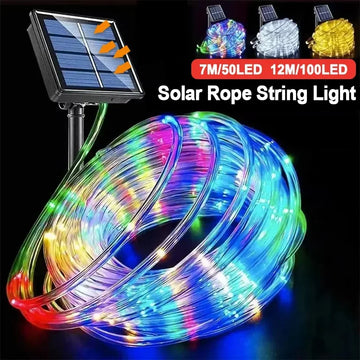 LED Solar String Lights – Waterproof Garden Rope Tube Lamp | Christmas Garland & Outdoor Fairy Lights for Holiday Decoration