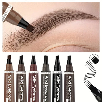 Waterproof Eyebrow Pen - 6 Colours, Split Tip for Tattoo Effect