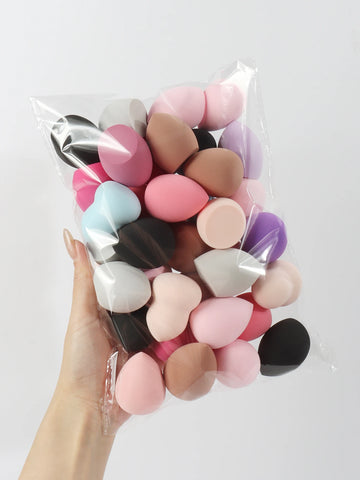 Medium Make-up Sponge - Kit with 6/12/24/36/60 Units in Assorted Colours and Shapes, Ideal for Liquid Foundation, Cream and Powder