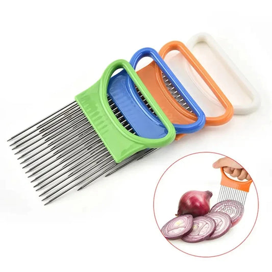 Stainless Steel Onion Slicer Stand - Tomato and Vegetable Slicer, Practical Kitchen Utensil