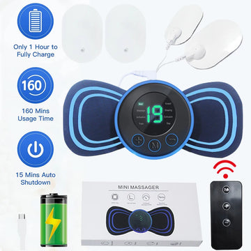 Rechargeable EMS Neck Massager with 8 Modes and Remote Control - Relieve Muscle Pain with Low Frequency Pulses