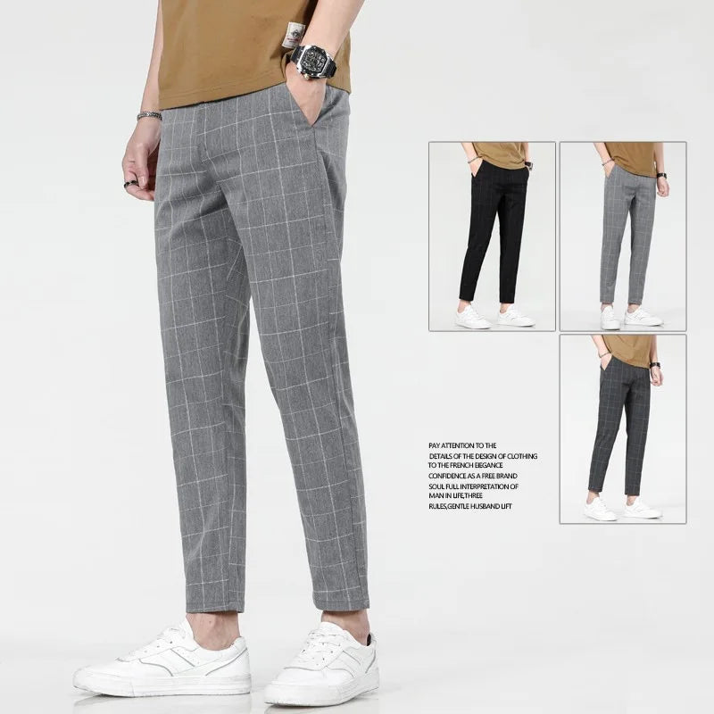 Men’s Checkered Slim Casual Pants