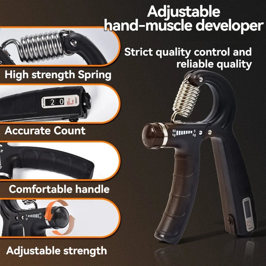 Complete Adjustable Hand Strengthener Kit 5-60kg with Counter - Strength Trainer for Wrist, Forearm and Hands, Ideal for Muscle Gain