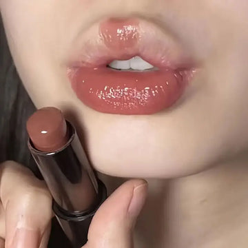 Red Brown Waterproof Lipstick – Moisturising Lip Gloss with Mirror, Natural Long-Lasting Makeup & Valentine’s Day Gift