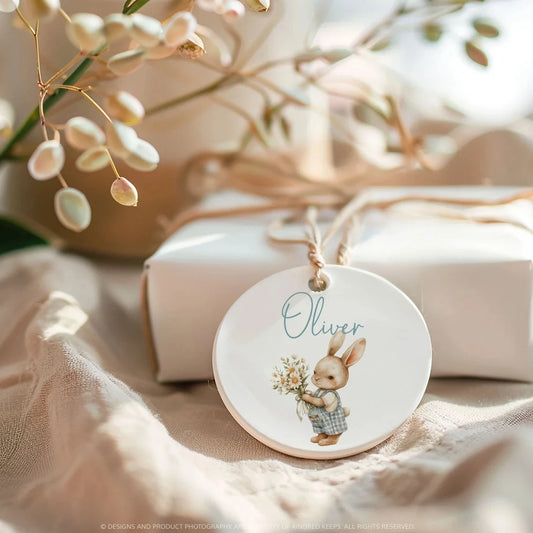 2025 Personalised Easter Basket Tag – Custom Bunny Name Ornament for Kids | Cute Easter Decoration & Gift Accessory