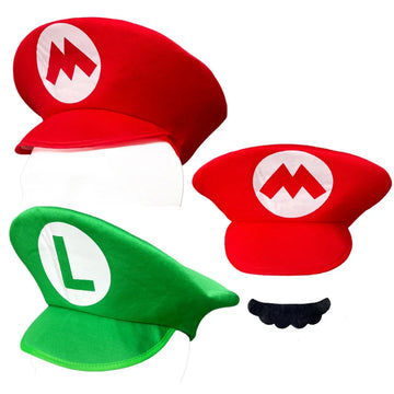 Funny Plumber Cosplay Hat – Red & Green Caps for Adults | Party Costume Accessories for Halloween, Xmas or Masquerade Decor