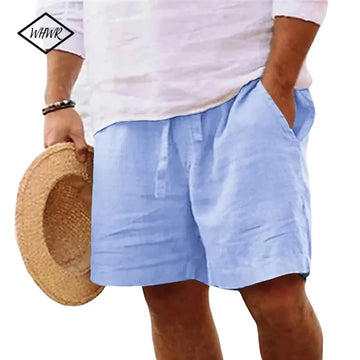 Men’s Cotton Linen Shorts – Solid Colour Lightweight Summer Shorts, Casual Beachwear, Jogging & Streetwear (S-3XL)