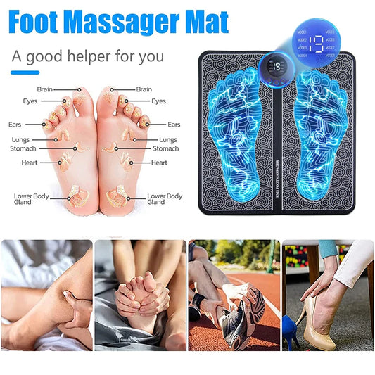 Electric Foot Massager - Muscle Stimulating Cushion for Relaxation and Fitness, Ideal for Home, Sport and Family Wellness