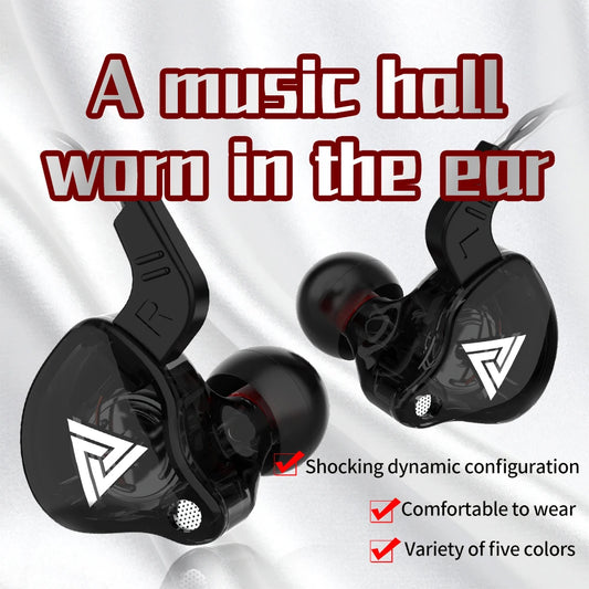 QKZ AK6 Fone In-Ear com 6 Drivers Dinâmicos – Headset Estéreo para Esportes, Monitoramento e Graves Potentes