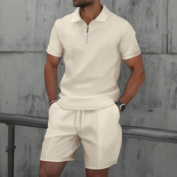 Men’s Summer Waffle Zip Short Set
