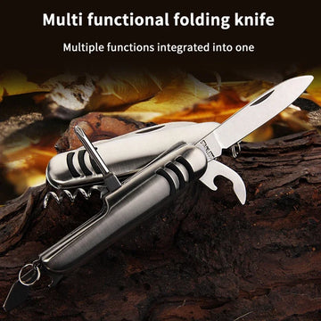 1pc Multifunctional Folding Stainless Steel Knife – Swiss Army Style Camping, Fruit & BBQ Universal Knife