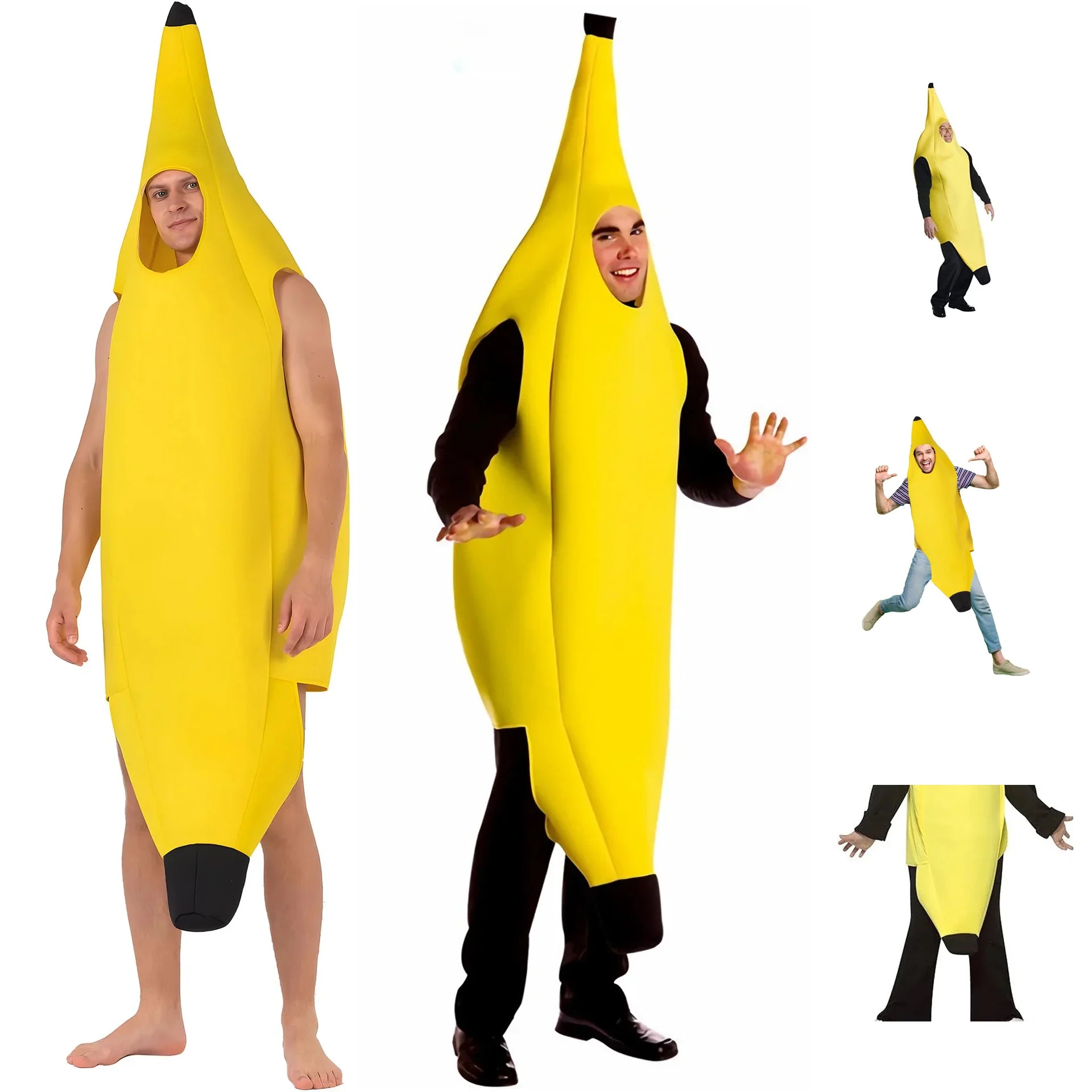 Funny Banana Costume for Men – Adult Fancy Dress Cosplay Outfit | Sexy Novelty Carnival, Halloween & Christmas Party Clothing