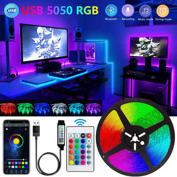 SMD 5050 Bluetooth LED Strip - App Control, Flexible for TV, Mood Lighting, Games Room and Home Decoration