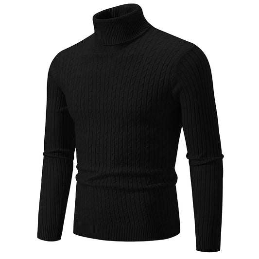Men’s High Neck Turtleneck Sweater – Solid Colour Knitted Wool Pullover, Warm Casual Winter Top