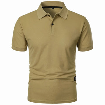 Men’s Solid Colour Polo Shirt – Short Sleeve Button Lapel Top | Lightweight Streetwear & Casual Sports Tee