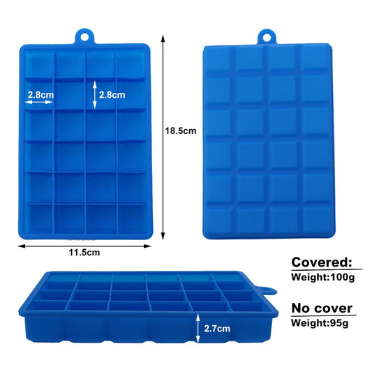 Silicone Mould 24 Cubes with/without Lid - Mould for Ice, Porridge, Cheese, Jelly and Drinks | Kitchen Utensils