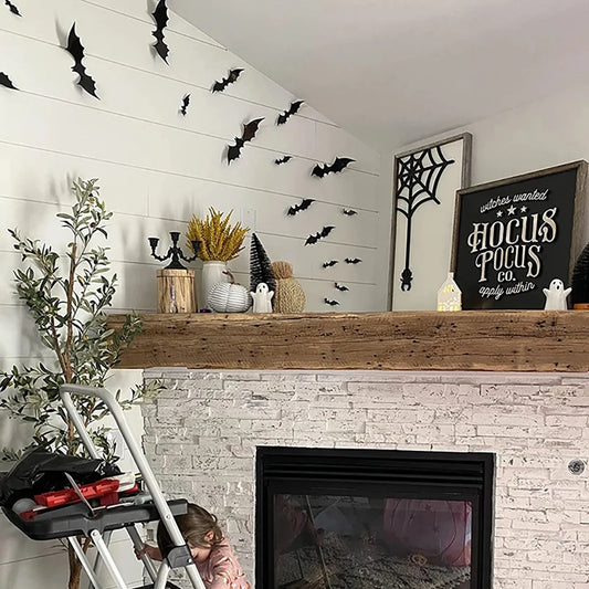 3D Halloween Bat Wall Decorations – Black PVC Bats Stickers for Home Decor | Scary Wall Props for Halloween Party