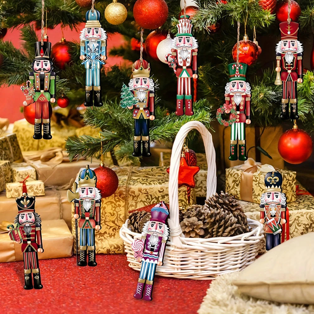 12PCS Nutcracker Wooden Decorative Set – Christmas Ornaments for Home, Party Decoration & Holiday Gifts