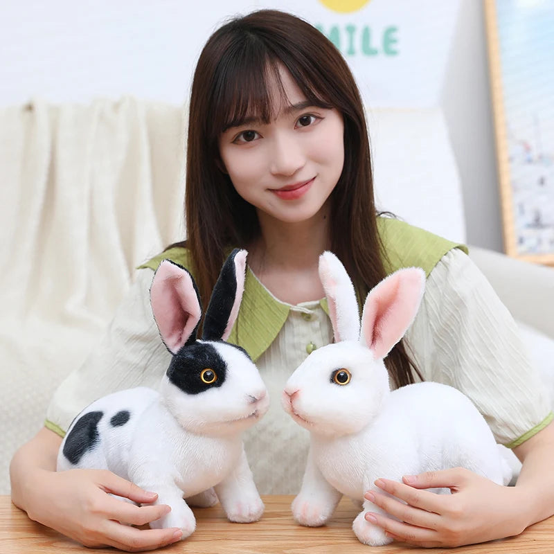 20cm Realistic Bunny Plush Toy – Cute Kawaii Rabbit Model | Soft Fur Easter Gift & Home Decoration