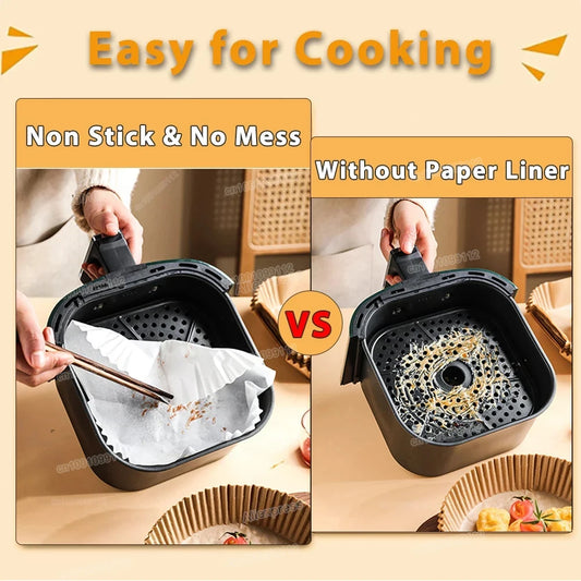 Airfryer Non-Stick Disposable Paper - 50/100 Round Pieces | Ideal for Electric Fryers and Roasts