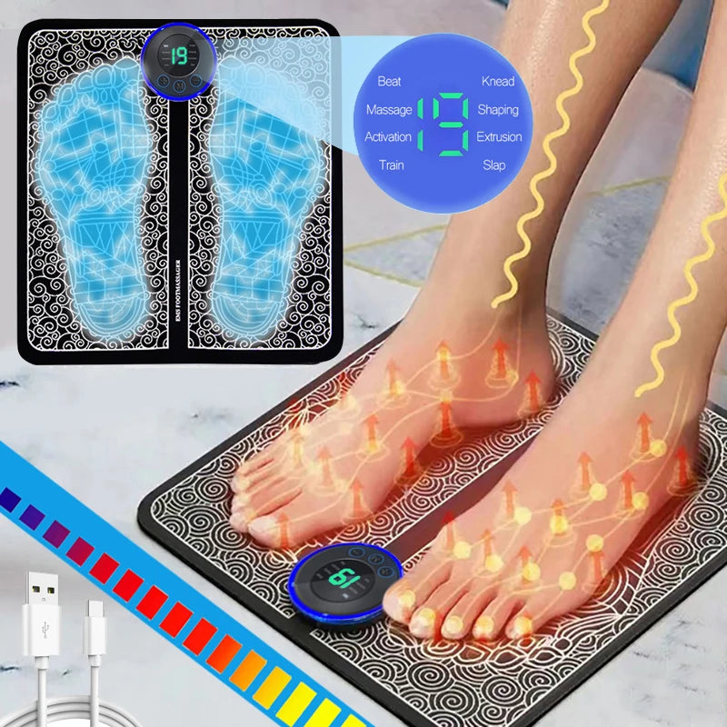Electric Foot Massager - Muscle Stimulating Cushion for Relaxation and Fitness, Ideal for Home, Sport and Family Wellness