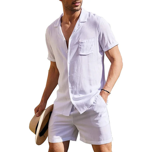 Men’s Cotton Linen Summer Shirt Set