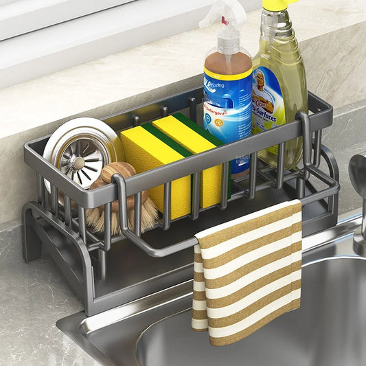 2 in 1 Sink Organiser Holder - Detergent, Sponge and Cloth Holder with Quick Drain
