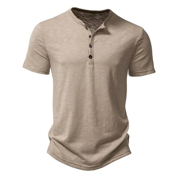 Men’s Summer Henley Collar T-Shirt