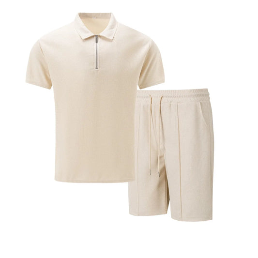 Men’s Summer Waffle Zip Short Set