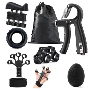 Adjustable Hand Strengthener Kit 5-60kg with Finger Exerciser - Strength Trainer for Hands, Forearm and Muscle Rehabilitation