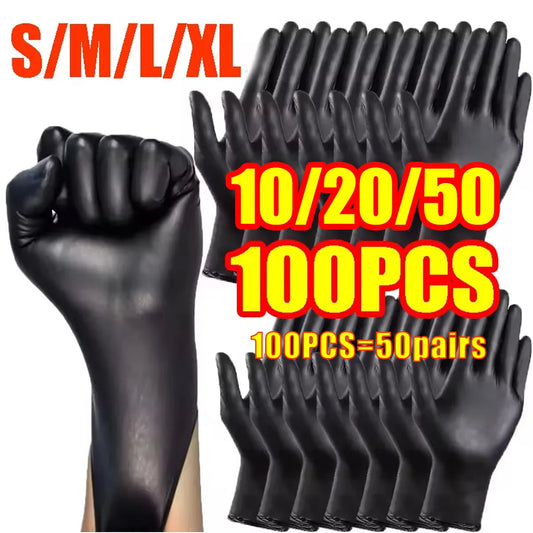 Black Disposable Gloves - Pack of 10/20/50/100 Units | Home, Kitchen, Cleaning and Car Use
