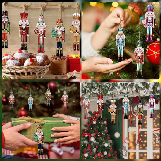 12PCS Nutcracker Wooden Decorative Set – Christmas Ornaments for Home, Party Decoration & Holiday Gifts