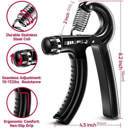 Adjustable Hand Strengthener Kit 5-60kg with Finger Exerciser - Strength Trainer for Hands, Forearm and Muscle Rehabilitation