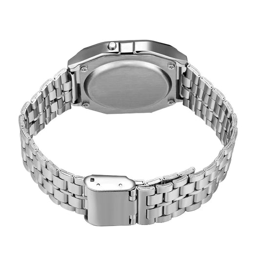 Relógio Digital F91W com Pulseira de Aço – Estilo Casual ou Executivo, Multifunção com LED para Homens e Mulheres