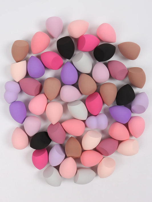 Medium Make-up Sponge - Kit with 6/12/24/36/60 Units in Assorted Colours and Shapes, Ideal for Liquid Foundation, Cream and Powder