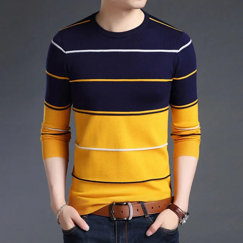 Striped Sweater – Tailor-Made Knitted T-Shirt for Men