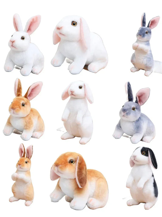 20cm Realistic Bunny Plush Toy – Cute Kawaii Rabbit Model | Soft Fur Easter Gift & Home Decoration