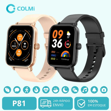 COLMI P81 Smartwatch com Chamadas – Tela 1.9", Monitoramento de Saúde 24h, 100+ Modos Esportivos e Bluetooth para Homens e Mulheres