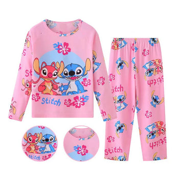 Stitch and Angel Children's Set - Long Sleeve Pajamas for Boys and Girls, Comfort in Spring