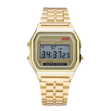 Relógio Digital F91W com Pulseira de Aço – Estilo Casual ou Executivo, Multifunção com LED para Homens e Mulheres