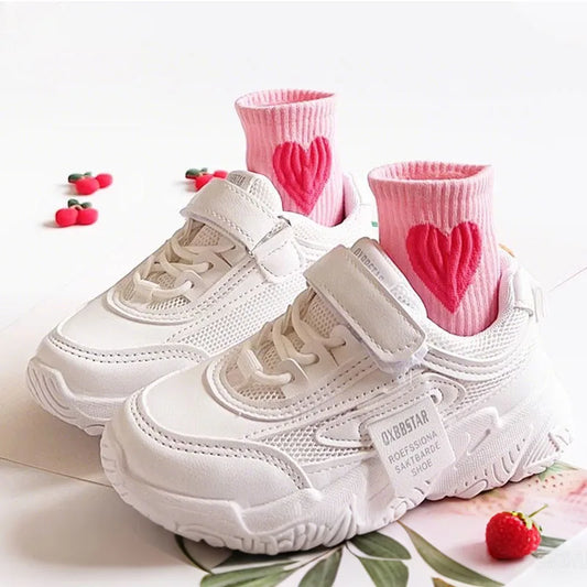 5 Pairs of Children's Socks - Soft, Breathable and Wrinkle-Free with Heart Print for Kids