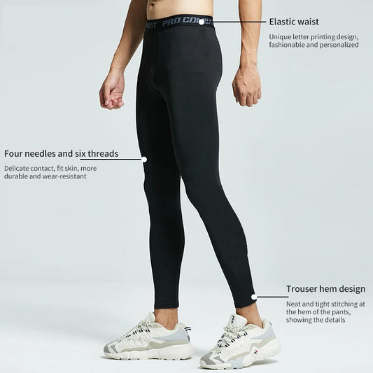 Men's Compression Pants - Training and Running, Quick Drying and Comfort in All Seasons