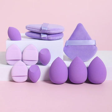 12-Piece Makeup Sponge Set – 3 Powder Puffs, 3 Mini Air Cushion Puffs, 3 Beauty Blenders & 3 Mini Sponges for Perfect Makeup