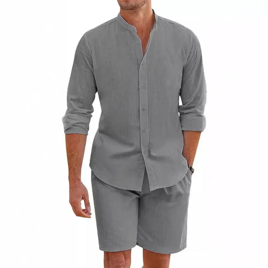 Men’s Cotton Linen Summer Shirt Hawaii Set